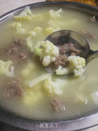 花菜牛肉羹汤的做法步骤：8