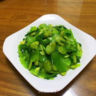 莴笋蚕豆炒韭菜的做法步骤：10