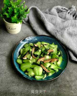 青菜烩香菇的做法步骤：6