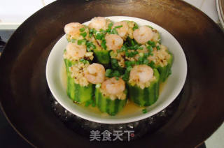 虾仁蒜蓉XO酱蒸丝瓜的做法步骤：7