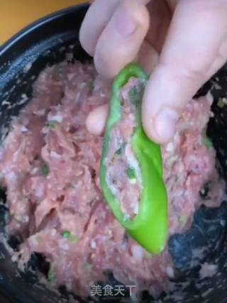 尖椒酿肉的做法步骤：4