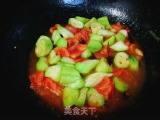 蕃茄炒丝瓜的做法步骤：8