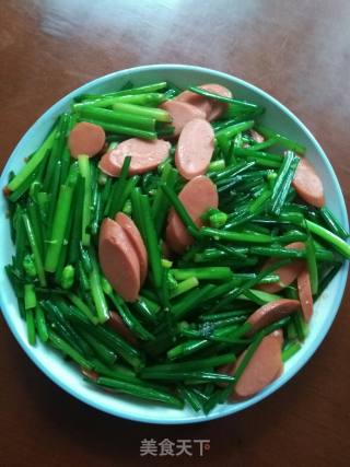 韭菜花炒火腿的做法步骤：7