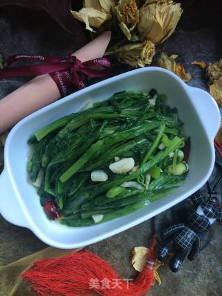 清炒油麦菜的做法步骤：6
