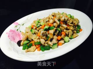 脆藕炒鸡米的做法步骤：15