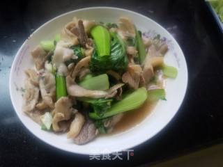 平菇油菜炒肉片的做法步骤：9
