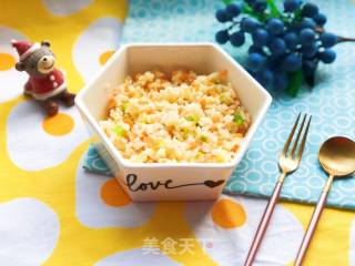 【宝宝辅食】12M+，虾松杂蔬炒饭的做法步骤：8