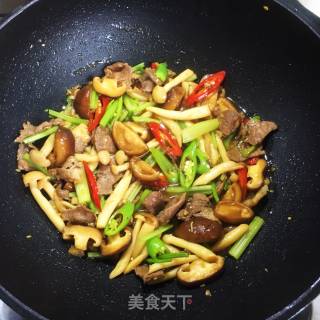 双菇炒肉片的做法步骤：12