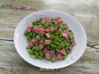 火腿肠炒毛豆的做法步骤：6