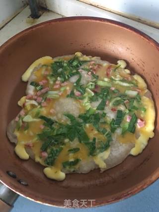 火腿青菜手抓饼的做法步骤：3