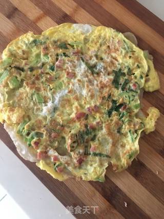 火腿青菜手抓饼的做法步骤：5