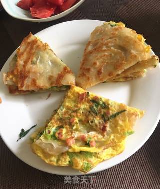 火腿青菜手抓饼的做法步骤：6