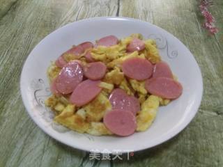 火腿肠炒鸡蛋的做法步骤：7