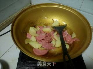 尖椒土豆炒火腿的做法步骤：4