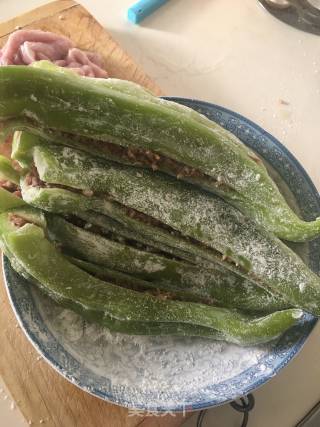 虎皮尖椒酿肉的做法步骤：4