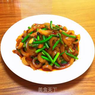蒜苔炒猪皮的做法步骤：11