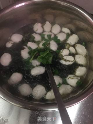 鸡汤滚紫菜肉丸汤的做法步骤：5