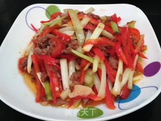 韭黄红椒炒牛肉丝的做法步骤：9