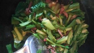 瘦肉炝油菜的做法步骤：4