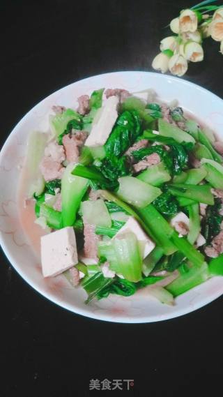 瘦肉炝油菜的做法步骤：6