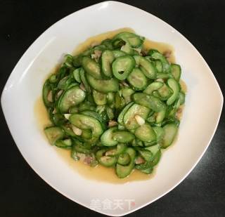 快手小炒菜之五花肉片炒丝瓜的做法步骤：8