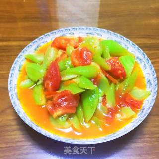 番茄炒丝瓜的做法步骤：9