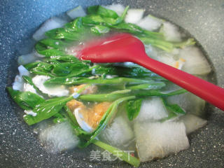 咸鸭蛋鸡毛菜冬瓜汤的做法步骤：4