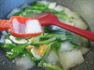 咸鸭蛋鸡毛菜冬瓜汤的做法步骤：5