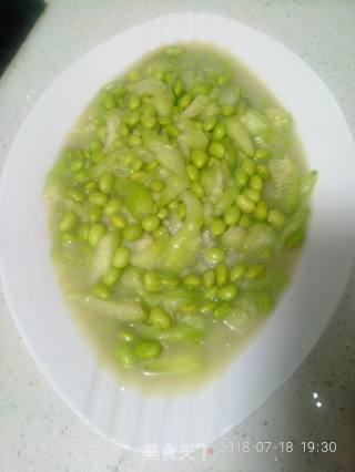 烧丝瓜青豆的做法步骤：5