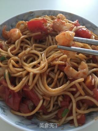 虾仁番茄炒面的做法步骤：8
