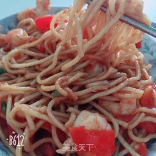 虾仁番茄炒面的做法步骤：9