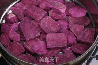 网红仙豆糕丨一个平底锅就能搞定的爆浆紫薯仙豆糕的做法步骤：9