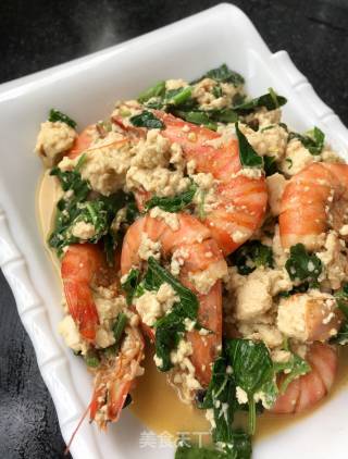 野菜基围虾刨豆腐的做法步骤：10