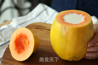 有家鲜厨房：大暑养生美食-木瓜牛奶冻的做法步骤：5