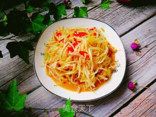 绿豆芽炒肉丝的做法步骤：7