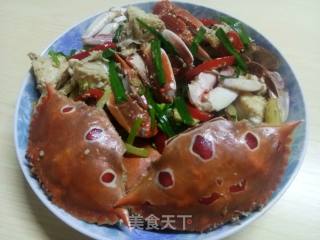 姜葱炒花蟹的做法步骤：5