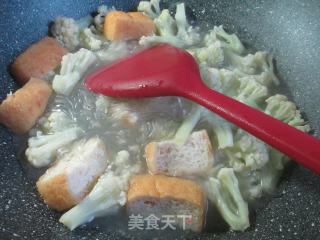 油豆腐花菜煮宽粉的做法步骤：4