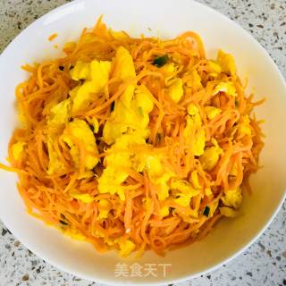 胡萝卜丝炒蛋的做法步骤：6