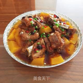 排骨蒸南瓜的做法步骤：7