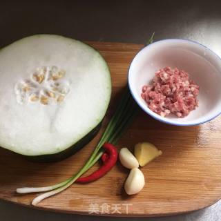 肉末蒸冬瓜的做法步骤：1