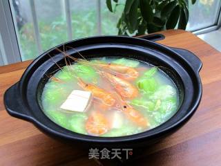 鲜虾豆腐丝瓜汤的做法步骤：4