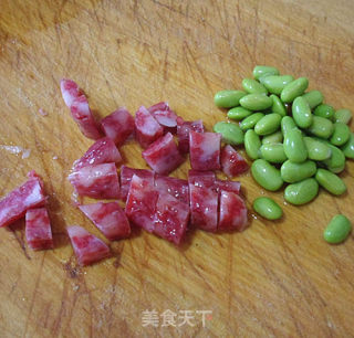 腊肠青豆炒饭的做法步骤：2