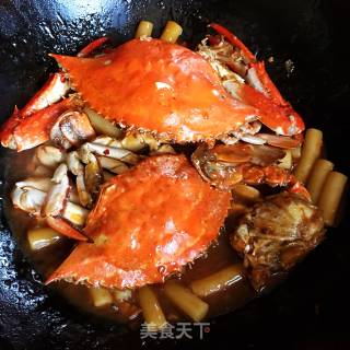 梭子蟹炒年糕的做法步骤：10