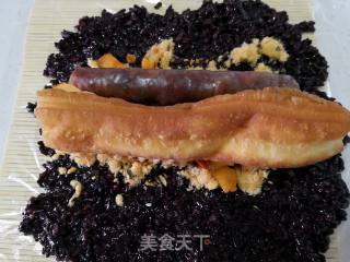 黑糯米蒸饭包油条的做法步骤：5
