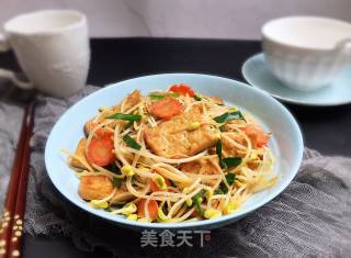 黄豆芽炒煎豆腐的做法步骤：13