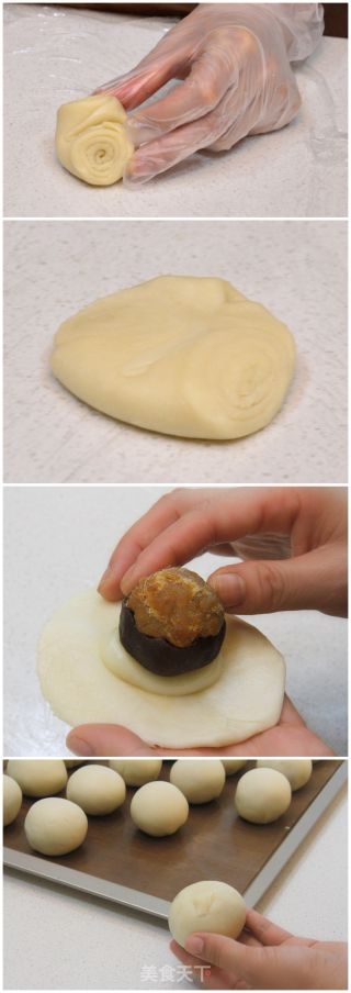 肉松麻薯蛋黄酥的做法步骤：16
