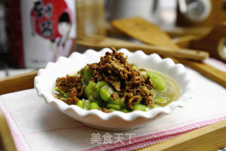 脆牛肉丝瓜毛豆的做法步骤：7