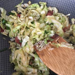 腊肉炒圆白菜的做法步骤：13