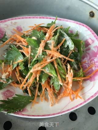 芹叶胡萝卜丝麦饭的做法步骤：5