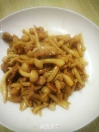 白玉菇炒鸡肉的做法步骤：8